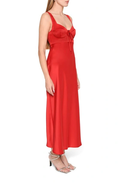 Shop Wayf Siren Satin Midi Dress In Red