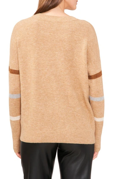 Vince Camuto Sequin Stripe Sweater In Latte Heather