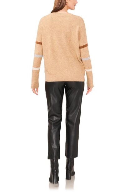Vince Camuto Sequin Stripe Sweater In Latte Heather