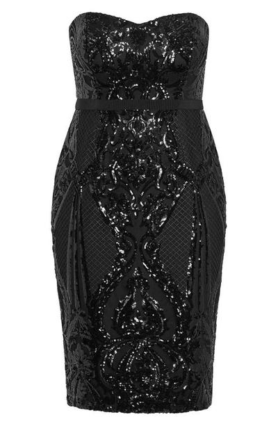 Shop City Chic Sofia Sequin Sheath Cocktail Dress In Black