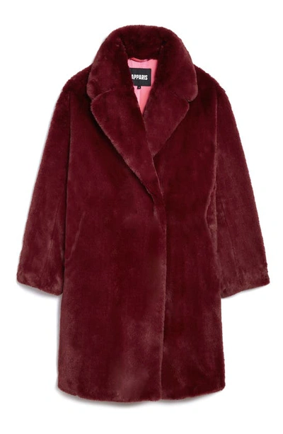 Shop Apparis Stella Recycled Polyester Faux Fur Coat In Garnet