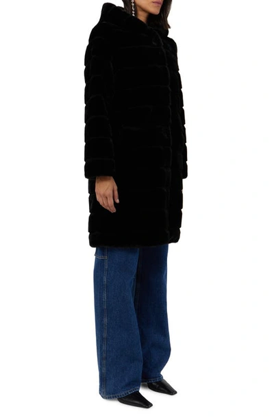 Shop Apparis Celina 3 Hooded Faux Fur Coat In Noir