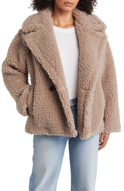Ugg Gertrude Short Teddy Coat In Putty In Putty