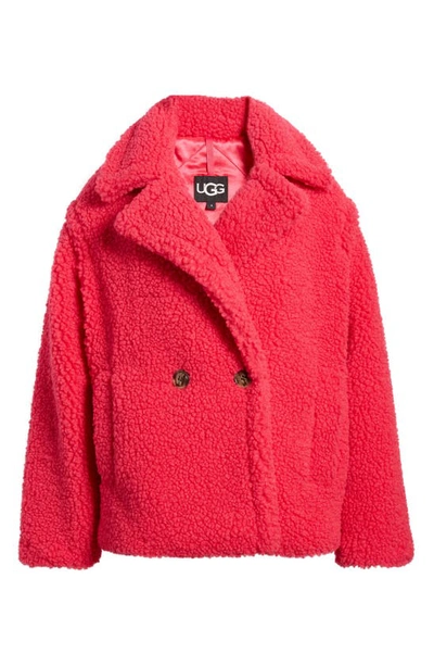 Shop Ugg Gertrude Teddy Faux Shearling Coat In Cerise