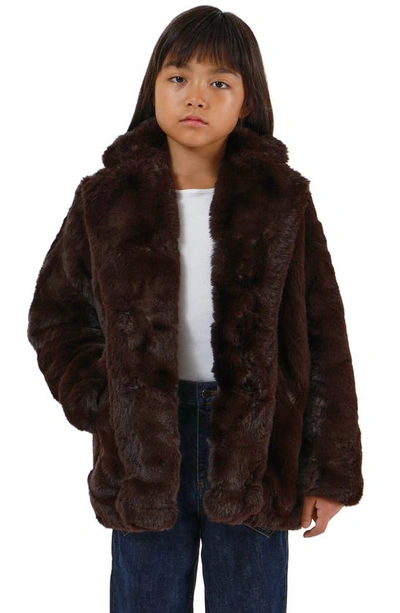 Shop Apparis Kids' Stella Pluche™ Faux Fur Coat In Espresso