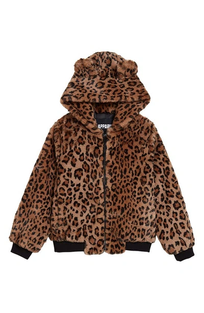 Shop Apparis Kids' Lily Faux Fur Hooded Coat In Leopard