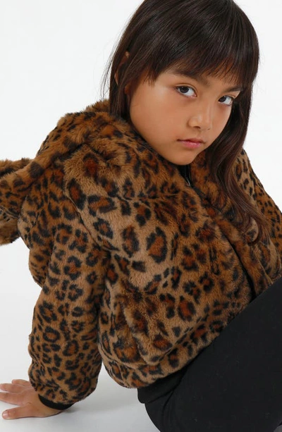 Shop Apparis Kids' Lily Faux Fur Hooded Coat In Leopard