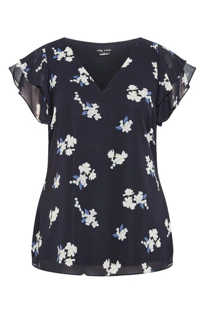 Shop City Chic Gallant Floral Flutter Sleeve Top In Demure Floral