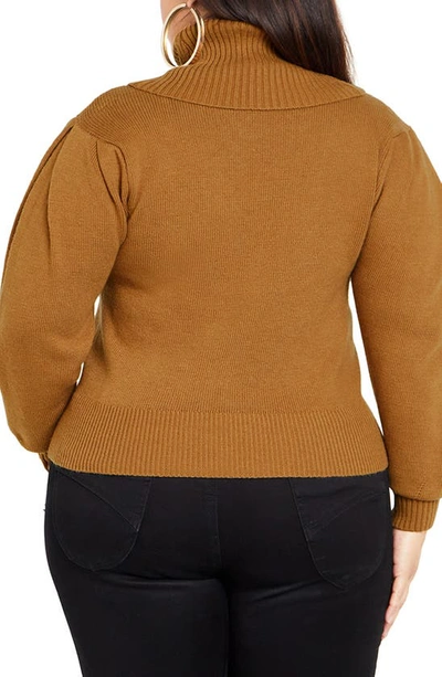 Shop City Chic Softly Sweet Turtleneck Sweater In Caramel