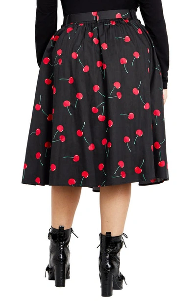 Shop City Chic Siena Belted High Waist Button Front Midi Skirt In Black Cherry Prt