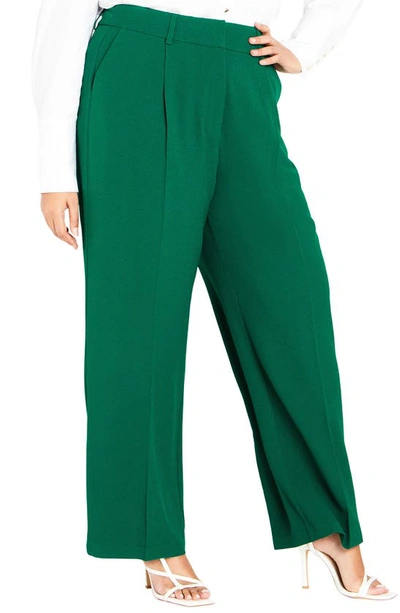 Shop City Chic Audrie Pleated Pants In Green