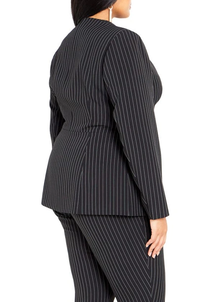 Shop City Chic Sabine Stripe Jacket In Black Stripe