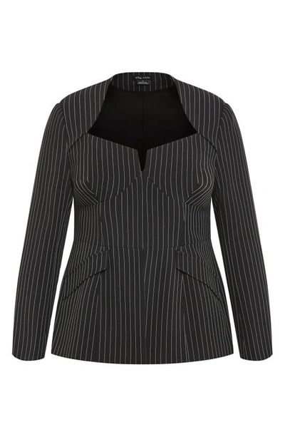 Shop City Chic Sabine Stripe Jacket In Black Stripe