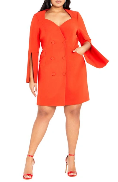 Shop City Chic Kallie Double Breasted Long Sleeve Minidress In Tigerlily