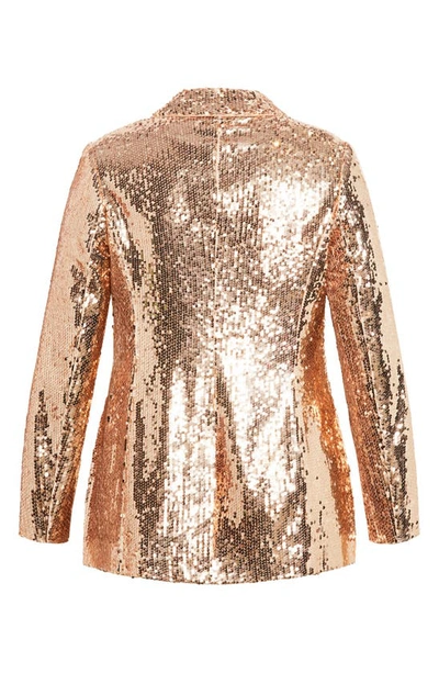 Shop City Chic Kendall Sequin Jacket In Gold