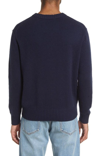 Shop Frame Cashmere Crewneck Sweater In Navy