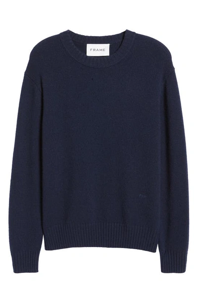 Shop Frame Cashmere Crewneck Sweater In Navy