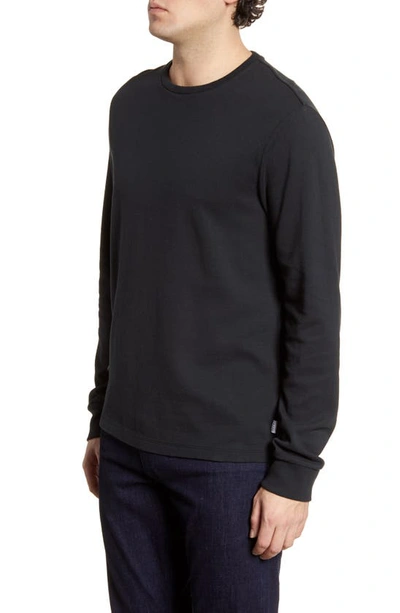 Frame Duo Fold Long Sleeve Cotton T-shirt In Noir