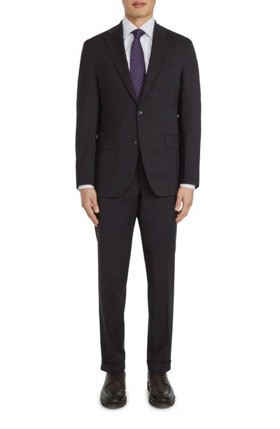 Shop Jack Victor Dean Plaid Soft Constructed Stretch Wool Suit In Burgundy