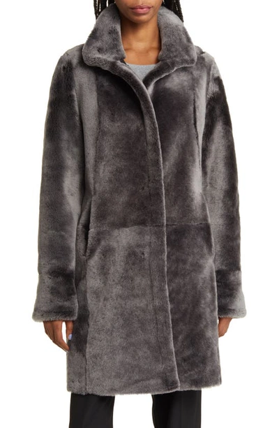 Shop Hiso Valry Reversible Genuine Shearling Coat In Black Brisa