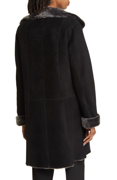 Shop Hiso Valry Reversible Genuine Shearling Coat In Black Brisa