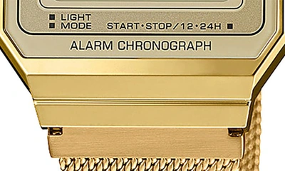 Shop Casio A700wmg-9avt Mesh Strap Digital Chronograph Watch, 37.4mm X 35.5mm In Gold