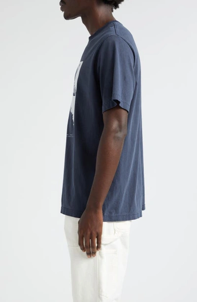 Shop Noon Goons X Christian Fletcher Advertical Graphic T-shirt In Pigment Navy