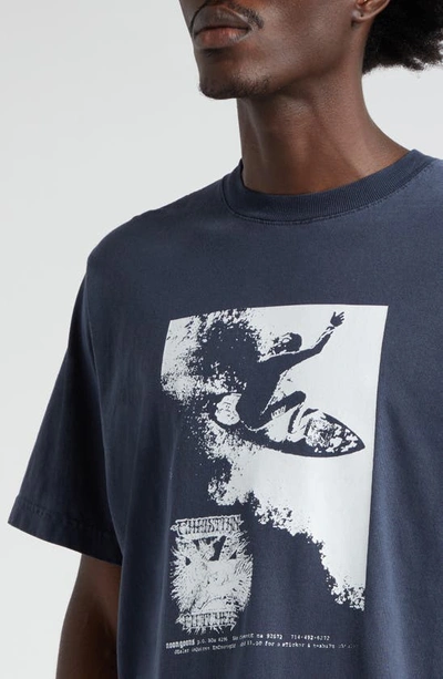 Shop Noon Goons X Christian Fletcher Advertical Graphic T-shirt In Pigment Navy