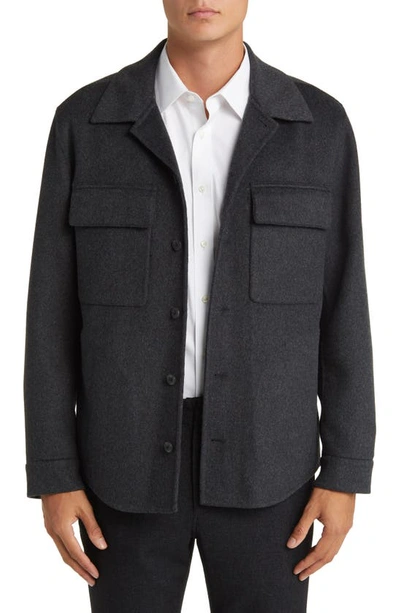 Shop Vince Recycled Wool Blend Shirt Jacket In Heather Black
