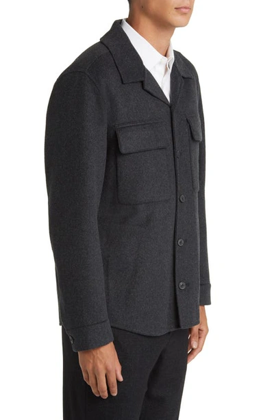 Shop Vince Recycled Wool Blend Shirt Jacket In Heather Black