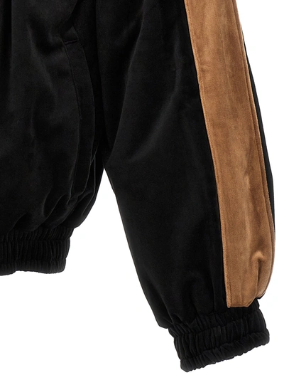 Rhude Men's Velvet Side-stripe Crest Track Jacket