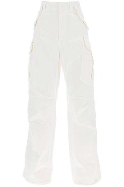 Shop Darkpark Vivi Wide Leg Cargo Jeans In White