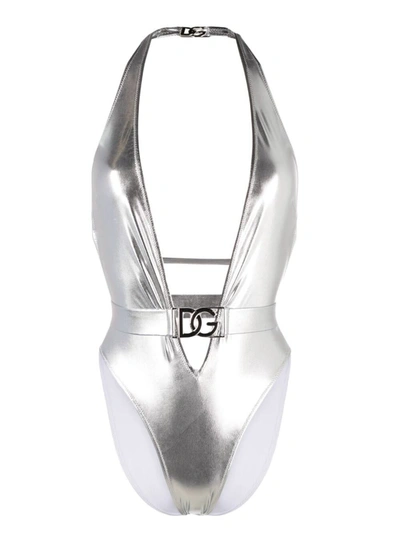 Shop Dolce & Gabbana Swimsuit In Silver