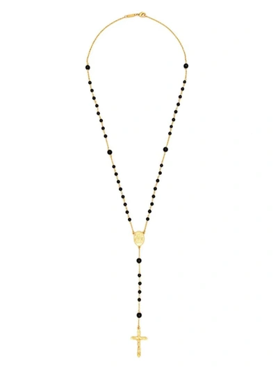 Shop Dolce & Gabbana Shiny Necklace With Cross Pendant In Metallic