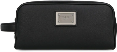 Shop Dolce & Gabbana Nylon Wash Bag In Black