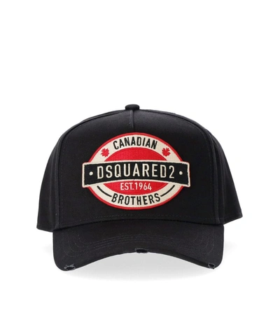 Shop Dsquared2 D2 Patch Black Red Baseball Cap
