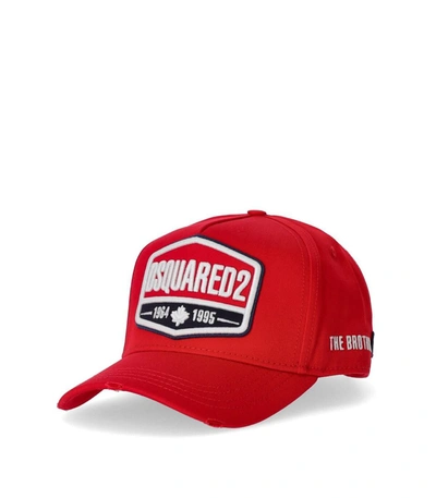 Shop Dsquared2 Red Baseball Cap With Logo
