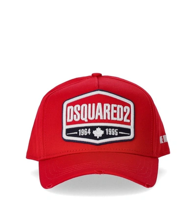 Shop Dsquared2 Red Baseball Cap With Logo