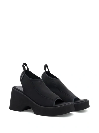 Shop Courrèges Wave Sandal With Embroidered Logo In Black