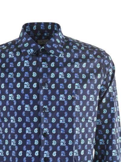 Shop Etro Shirts In Blu/azzurro