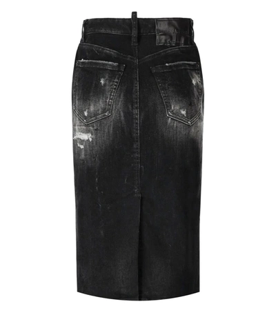 Shop Dsquared2 Anthracite Grey Midi Denim Skirt