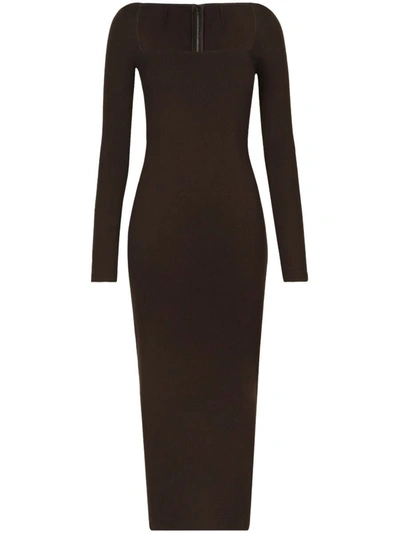 Shop Dolce & Gabbana Stretch Midi Dress In Black