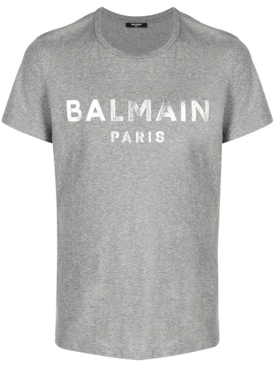 Shop Balmain T-shirt With Print In Grey