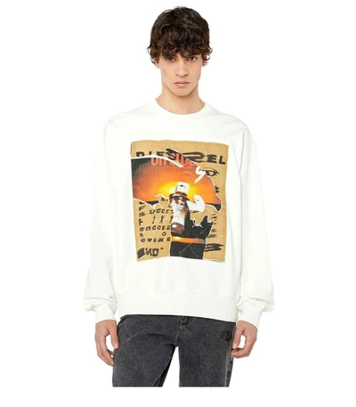 Shop Diesel S-macs-poff Off-white Sweatshirt