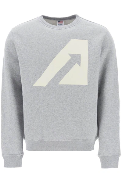 Shop Autry Crew-neck Sweatshirt With Logo Print In Grey