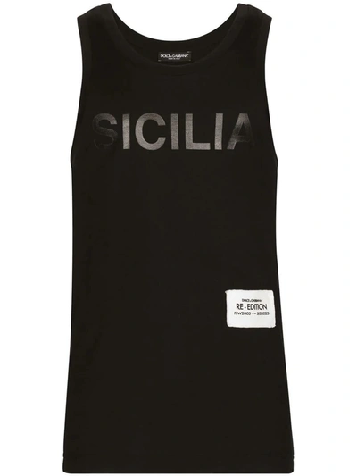 Shop Dolce & Gabbana Tank Top With Application In Black