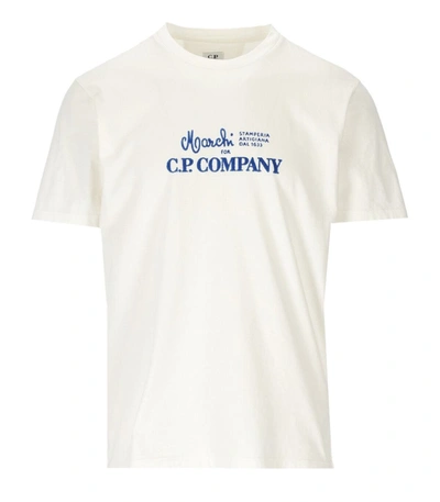 Shop Cp Company X Clarks C.p. Company  Jersey 24/1 Graphic Off-white T-shirt