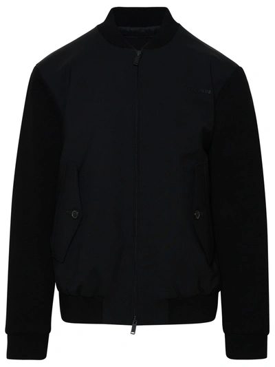 Shop Dsquared2 Bomber Jacket In Black Wool