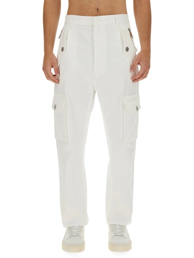 Shop Balmain Cargo Pants In Bianco