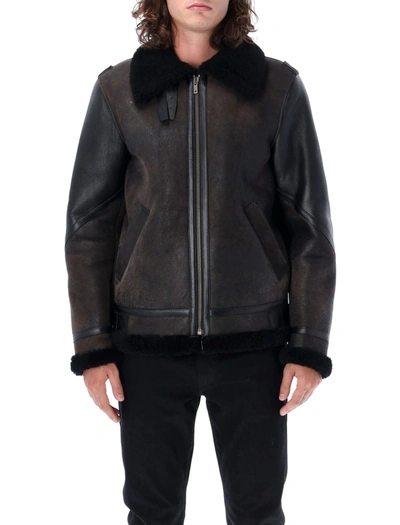 Shop Golden Goose Shearling And Leather Jacket In Black